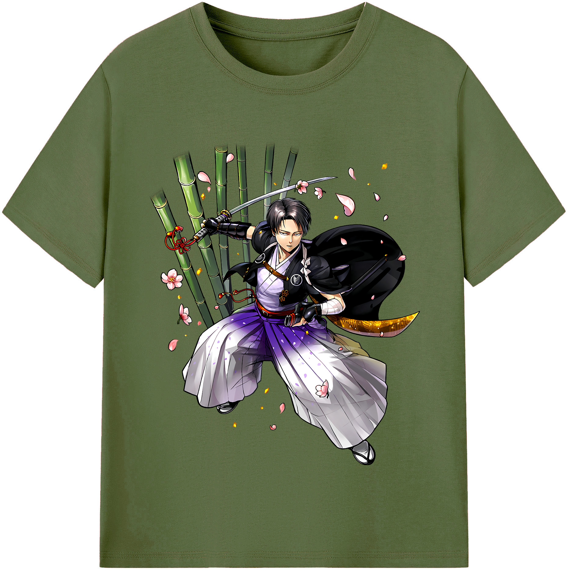 （画像用） 進撃の巨人 リヴァイ·アッカーマン Attack on Titan Levi Ackerman 綿100％半袖Tシャツ（フロントプリント）